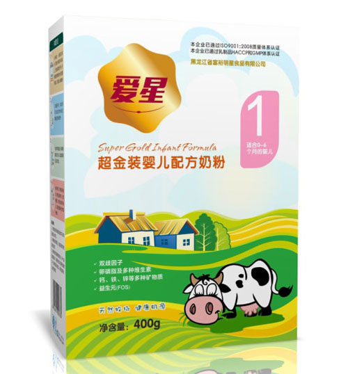 爱星超金装婴儿配方奶粉1段400g盒装